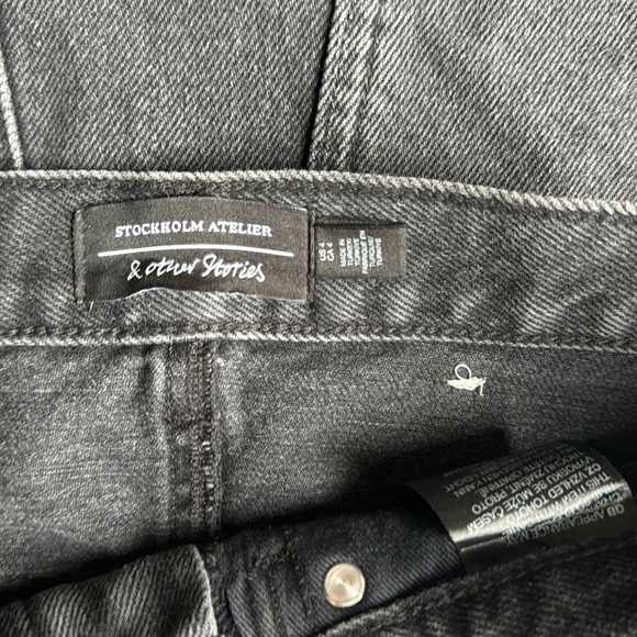 & Other Stories Straight Slit Black Denim Midi Skirt - Picture 3 of 4